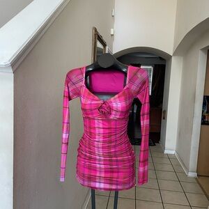 Chelsea & Violet Fuchsia Plaid Dress